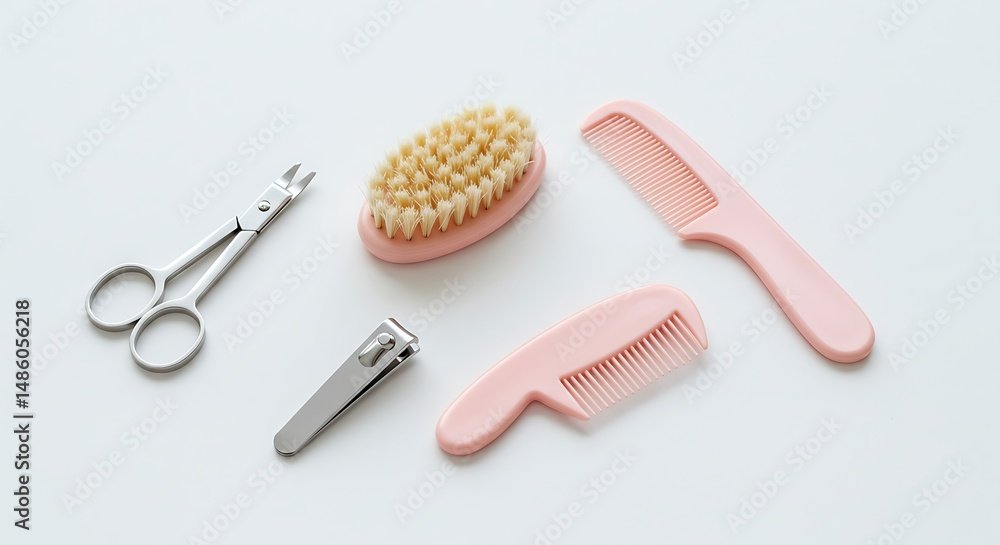 A flat lay of baby gear including a stroller and diapers with an Amazon Baby Registry logo for US moms.